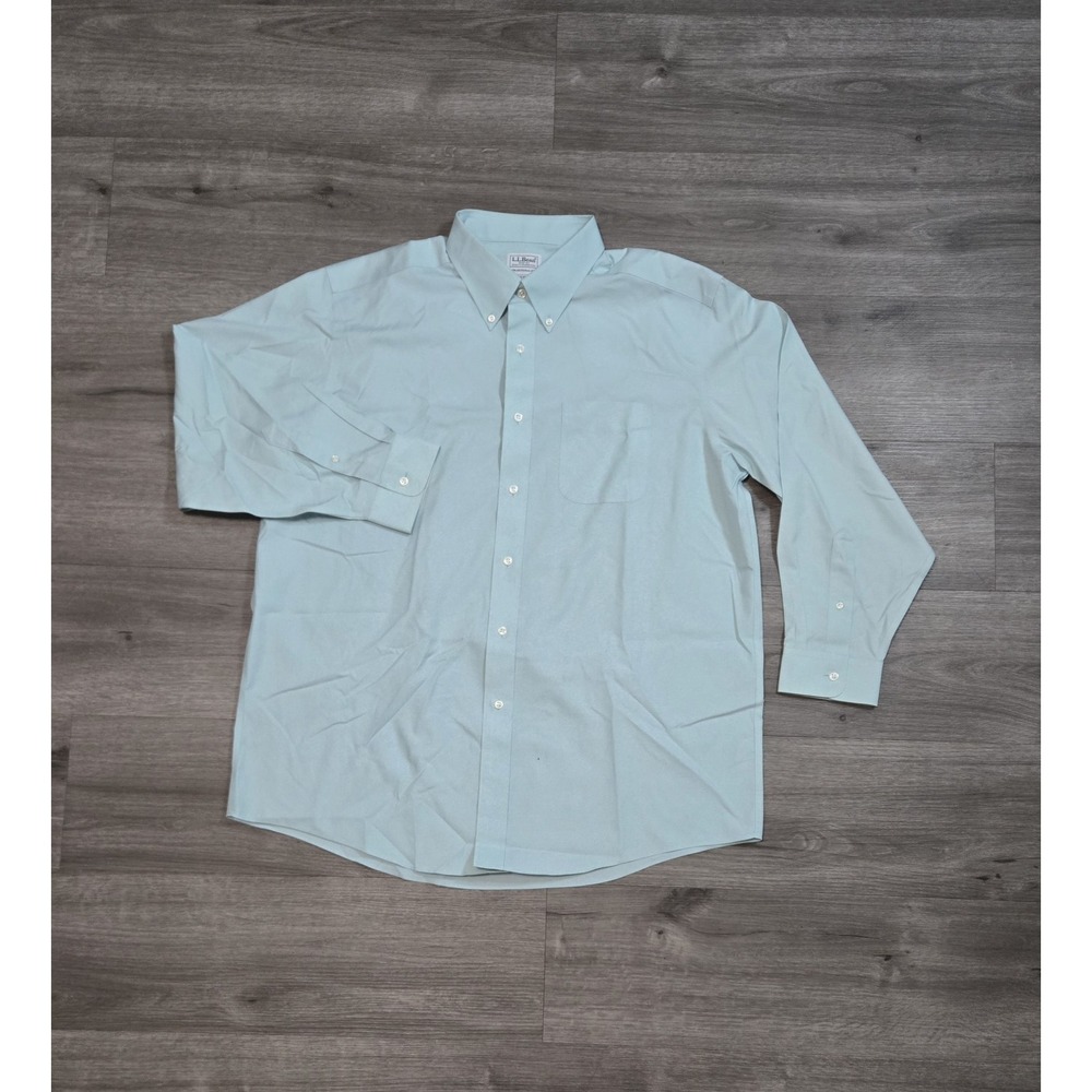 L.L. BEAN Oxford Aqua Blue Traditional Fit Dress Button Down Shirt 17/33